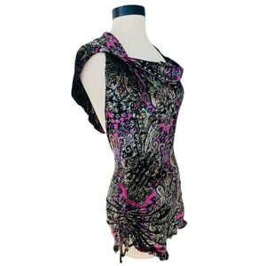 Warrior Within Burnout Velvet Mystique Pink Paisley Romper Med Festival 90 Rave